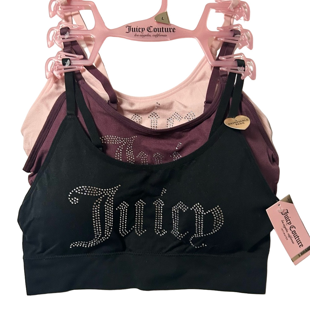 Juicy Couture Woman’s 3 Pack Sports Bra’s Size Large NWT
